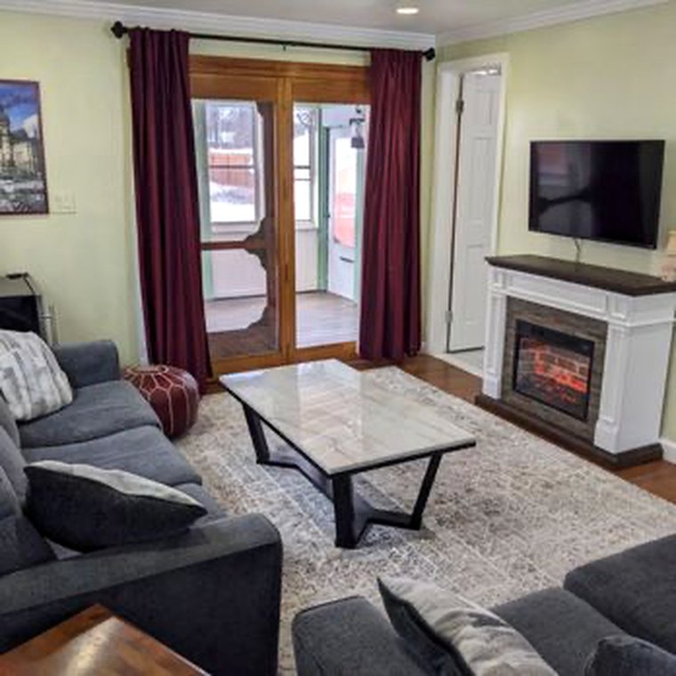 Cleaned family living room with fireplace